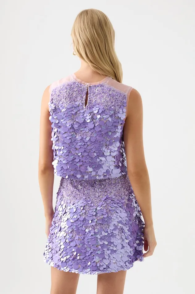Celeste Sequin Shell Top Lilac Women Aje Tops