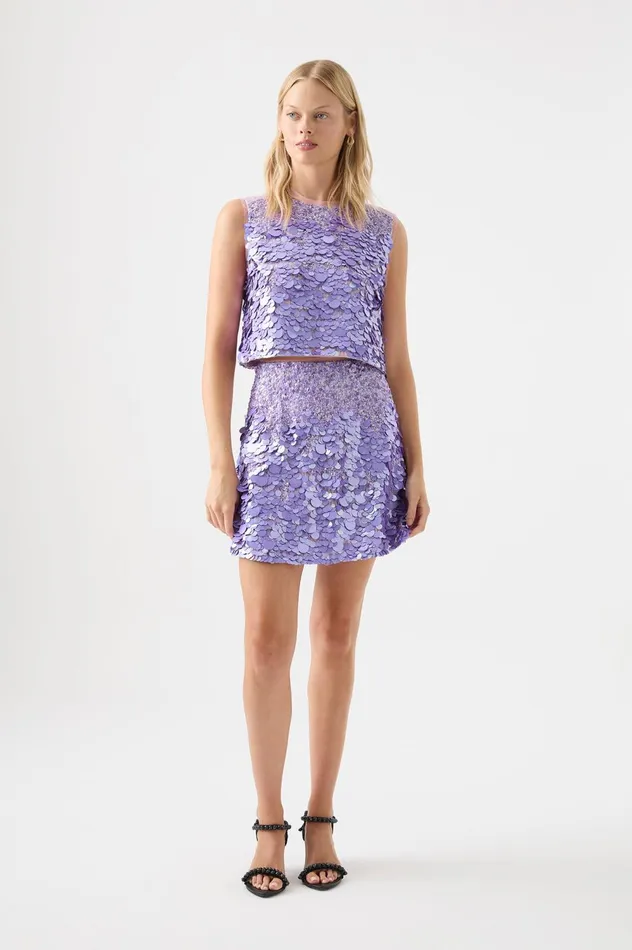 Celeste Sequin Shell Top Lilac Women Aje Tops