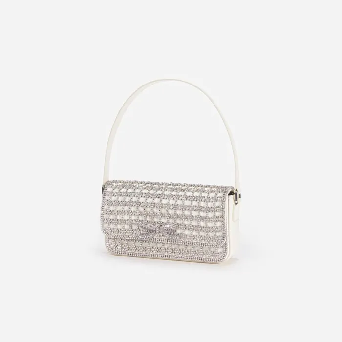 Champagne Crystal Baguette Bag Women Self Portrait Mini Champagne Crystal Baguette Bag Women Self Portrait Mini