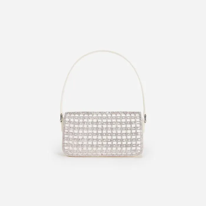 Champagne Crystal Baguette Bag Women Self Portrait Mini Champagne Crystal Baguette Bag Women Self Portrait Mini