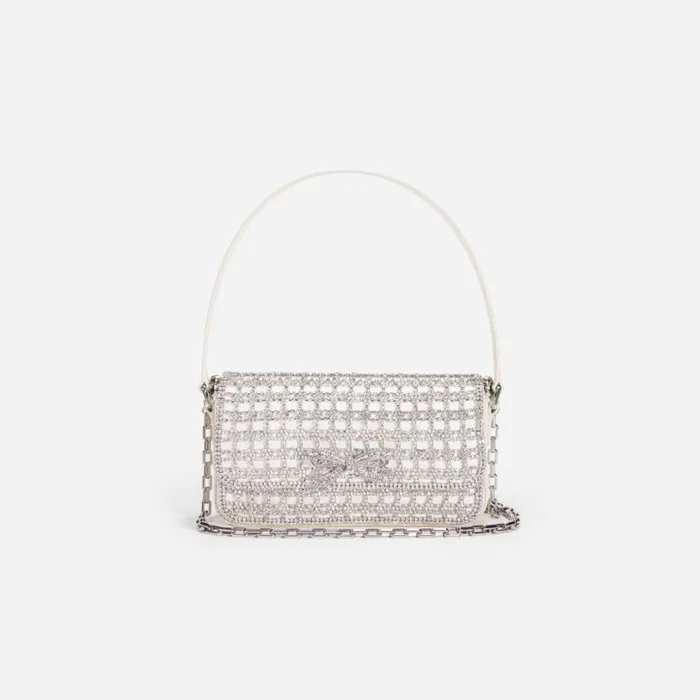 Champagne Crystal Baguette Bag Women Self Portrait Mini Champagne Crystal Baguette Bag Women Self Portrait Mini