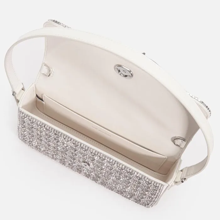 Champagne Crystal Baguette Bag Women Self Portrait Mini Champagne Crystal Baguette Bag Women Self Portrait Mini
