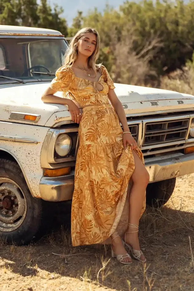 Charlene Printed Top 8211 FINAL SALE Mustard Women Bohme Sets