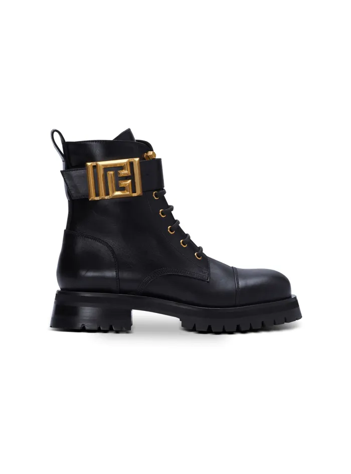 Charlie Leather Ranger Boots Black Women Balmain Boots