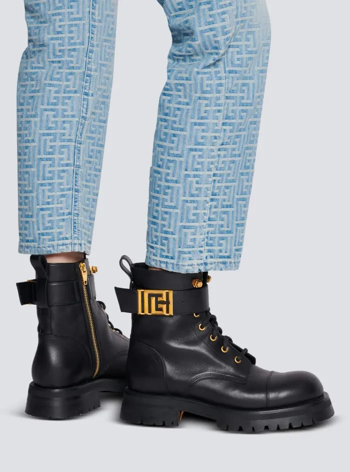 Charlie Leather Ranger Boots Black Women Balmain Boots