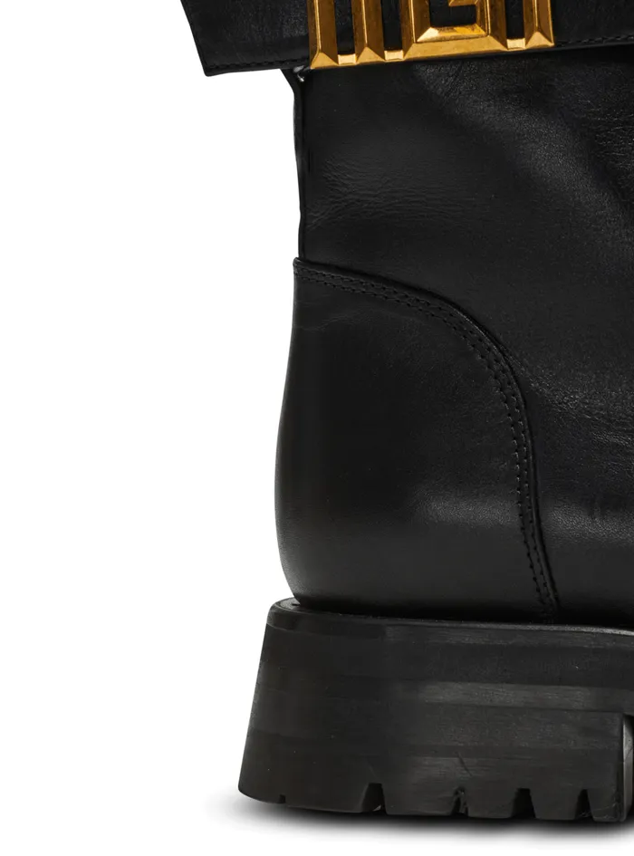 Charlie Leather Ranger Boots Black Women Balmain Boots