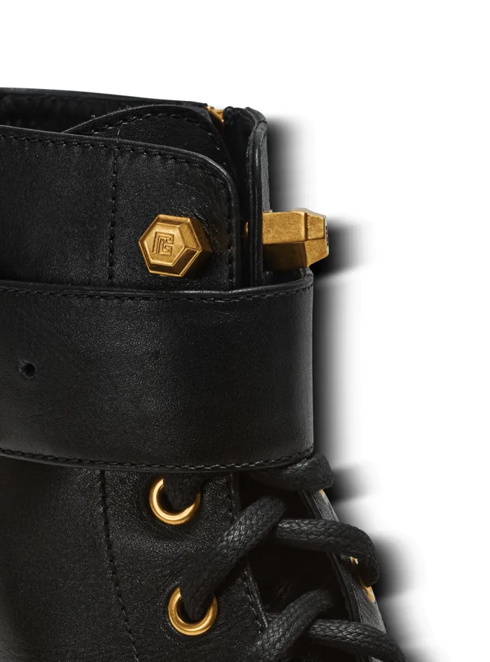 Charlie Leather Ranger Boots Black Women Balmain Boots