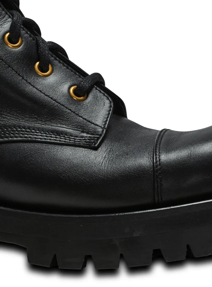 Charlie Leather Ranger Boots Black Women Balmain Boots