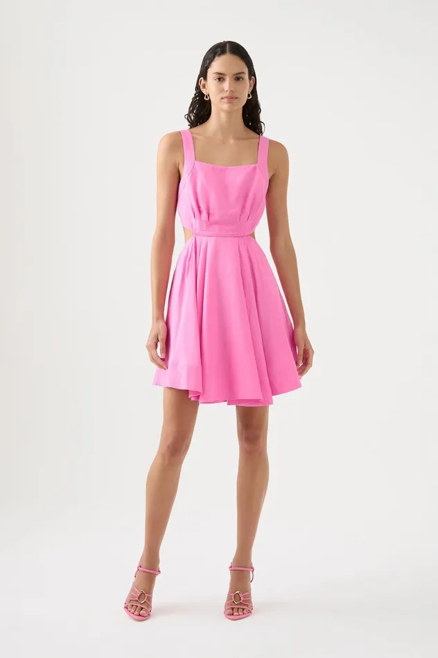 Clara Tie Back Mini Dress Protea Pink Women Aje Mini Dresses