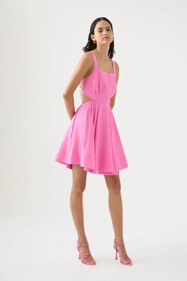 Clara Tie Back Mini Dress Protea Pink Women Aje Mini Dresses