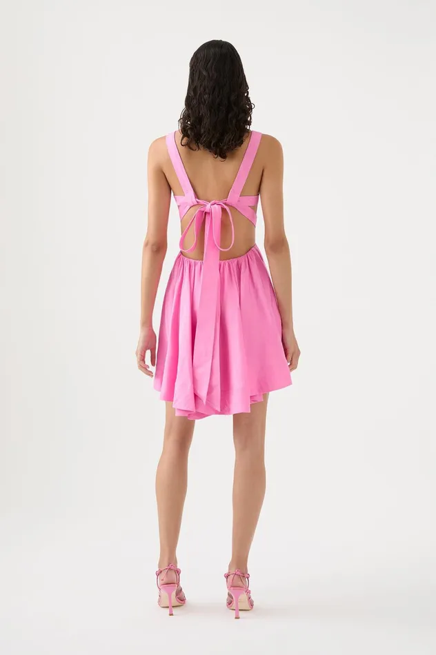 Clara Tie Back Mini Dress Protea Pink Women Aje Mini Dresses