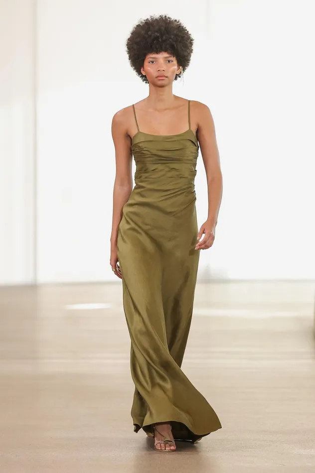 Clarice Draped Maxi Dress Deep Olive Women Aje Maxi Dresses