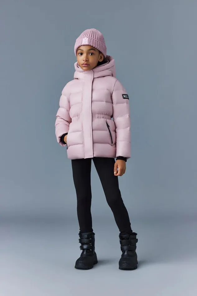 Coats and Jackets Kids Mackage ALANNIS Lustrous Medium Down Parka With Hood For Kids 814 Years Rose