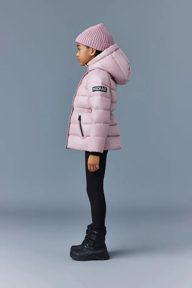 Coats and Jackets Kids Mackage ALANNIS Lustrous Medium Down Parka With Hood For Kids 814 Years Rose