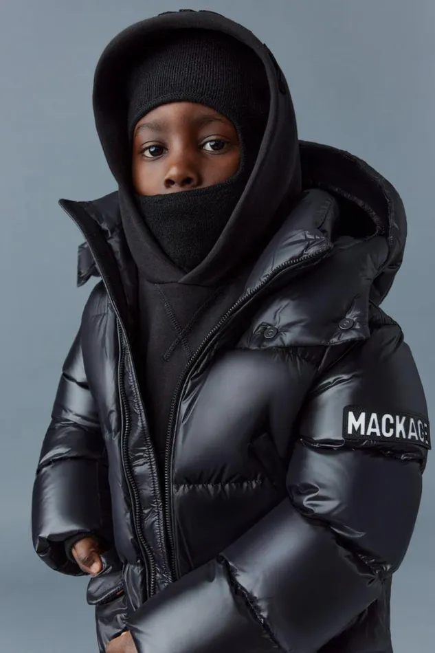 Coats and Jackets Kids Mackage KENNIE Lustrous Light Down Parka With Hood For Kids 814 Years Flame