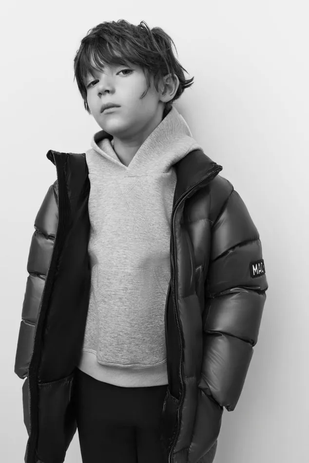 Coats and Jackets Kids Mackage KENNIE Lustrous Light Down Parka With Hood For Kids 814 Years Flame