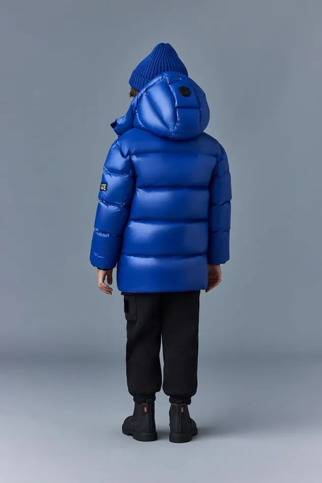 Coats and Jackets Kids Mackage KENNIE Lustrous Light Down Parka With Hood For Kids 814 Years Flame