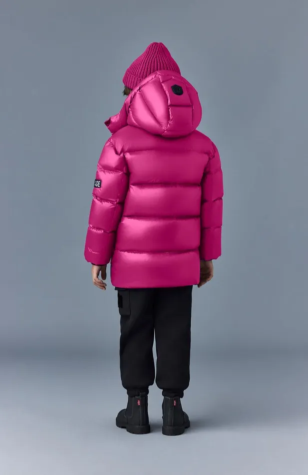 Coats and Jackets Kids Mackage KENNIE Lustrous Light Down Parka With Hood For Kids 814 Years Flame