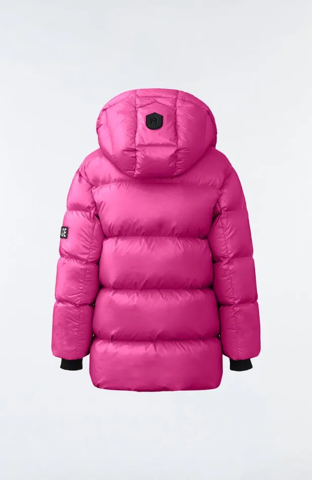Coats and Jackets Kids Mackage KENNIE Lustrous Light Down Parka With Hood For Kids 814 Years Flame