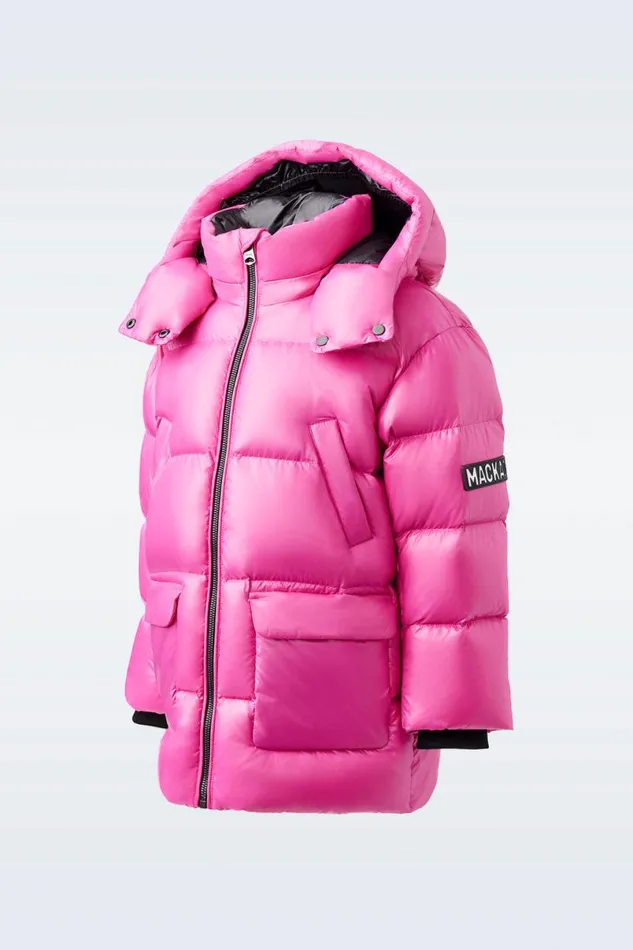 Coats and Jackets Kids Mackage KENNIE Lustrous Light Down Parka With Hood For Kids 814 Years Flame