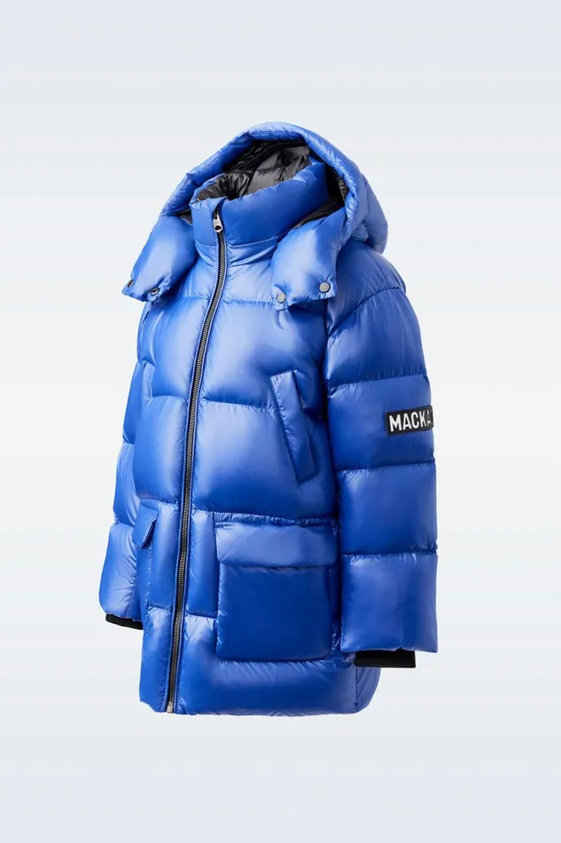 Coats and Jackets Kids Mackage KENNIE Lustrous Light Down Parka With Hood For Kids 814 Years Flame