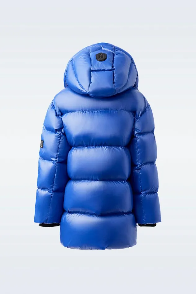 Coats and Jackets Kids Mackage KENNIE Lustrous Light Down Parka With Hood For Kids 814 Years Flame
