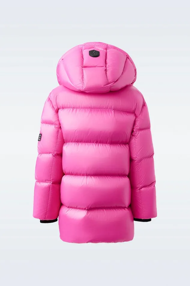 Coats and Jackets Kids Mackage KENNIE Lustrous Light Down Parka With Hood For Kids 814 Years Flame