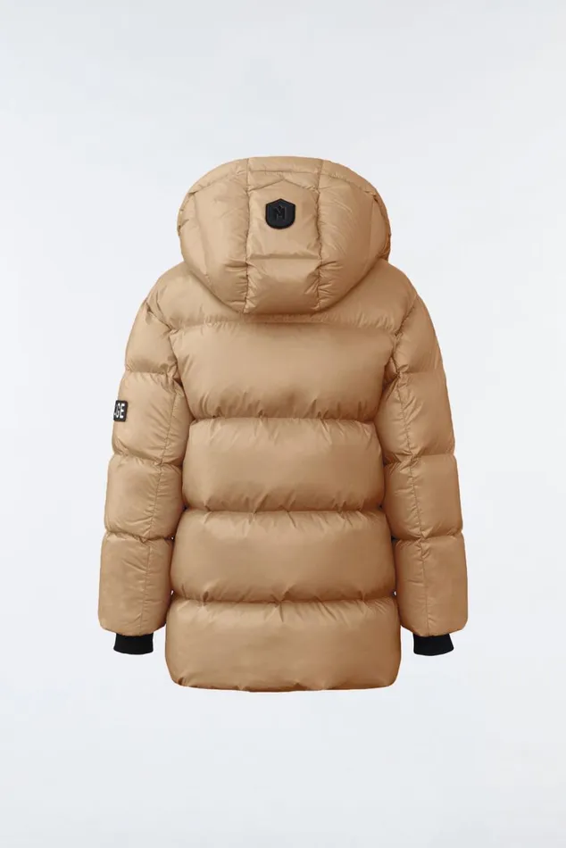 Coats and Jackets Kids Mackage KENNIE Lustrous Light Down Parka With Hood For Kids 814 Years Flame