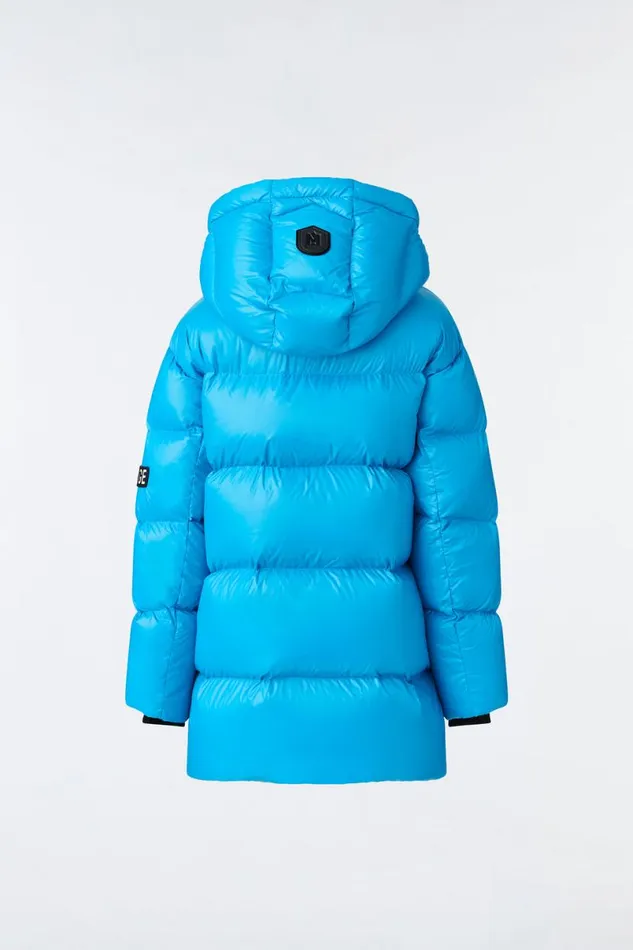 Coats and Jackets Kids Mackage KENNIE Lustrous Light Down Parka With Hood For Kids 814 Years Flame