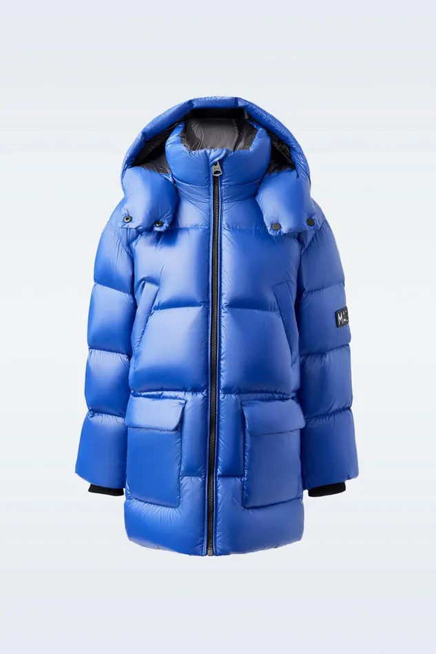 Coats and Jackets Kids Mackage KENNIE Lustrous Light Down Parka With Hood For Kids 814 Years Flame
