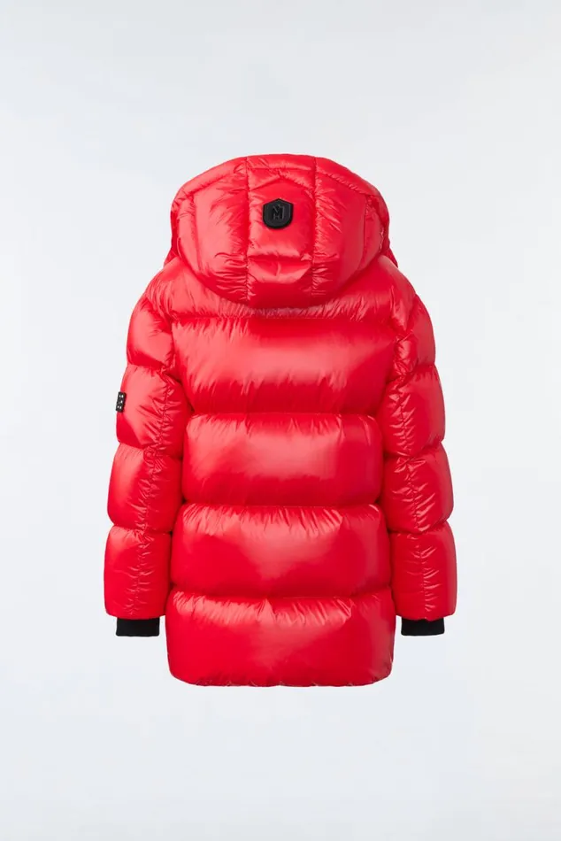 Coats and Jackets Kids Mackage KENNIE Lustrous Light Down Parka With Hood For Kids 814 Years Flame