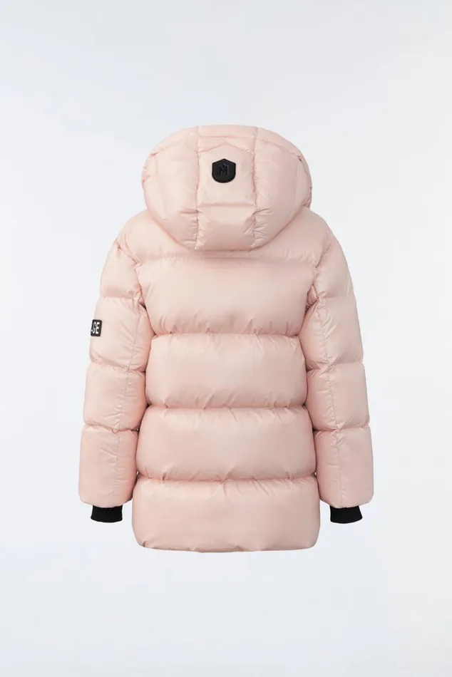 Coats and Jackets Kids Mackage KENNIE Lustrous Light Down Parka With Hood For Kids 814 Years Flame