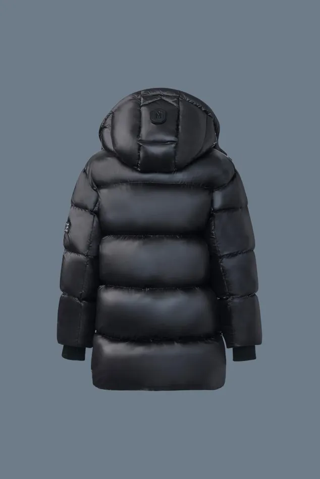 Coats and Jackets Kids Mackage KENNIE Lustrous Light Down Parka With Hood For Kids 814 Years Flame