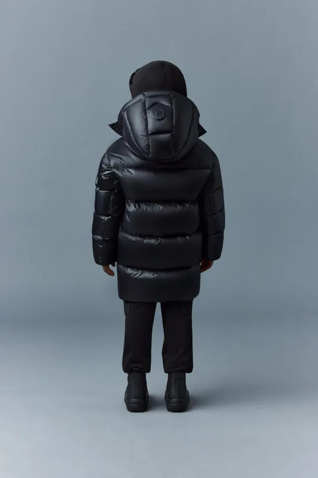Coats and Jackets Kids Mackage KENNIE Lustrous Light Down Parka With Hood For Kids 814 Years Flame