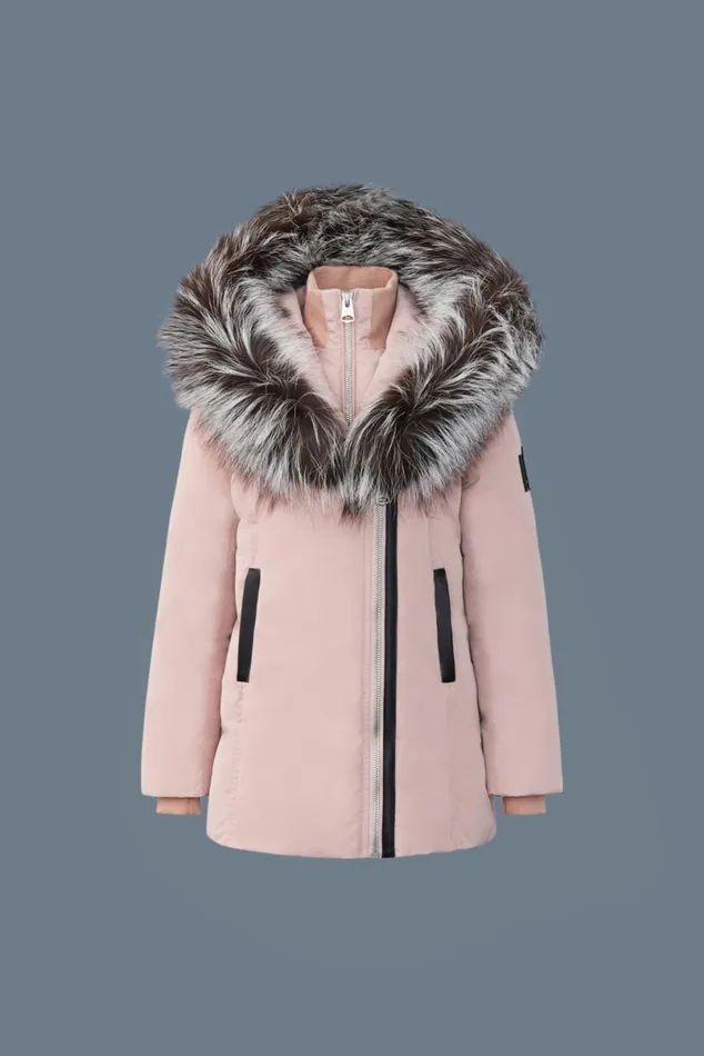 Coats and Jackets Kids Mackage LEELEE Down Coat With Removable Silver Fox Signature Mackage Collar For Toddlers 26 Years Petal Coats and Jackets Kids Mackage LEELEE Down Coat With Removable Silver Fox Signature Mackage Collar For Toddlers 26 Years Petal