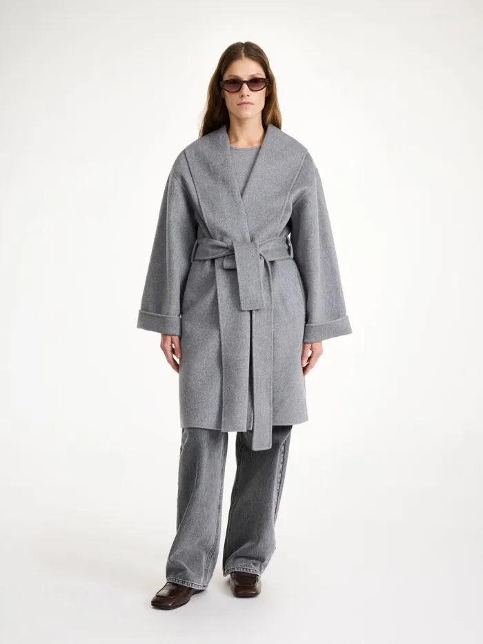 Coats and Jackets Women By Malene Birger Trullas Wool Coat Grey Melange
