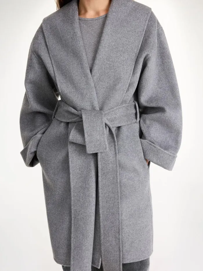 Coats and Jackets Women By Malene Birger Trullas Wool Coat Grey Melange