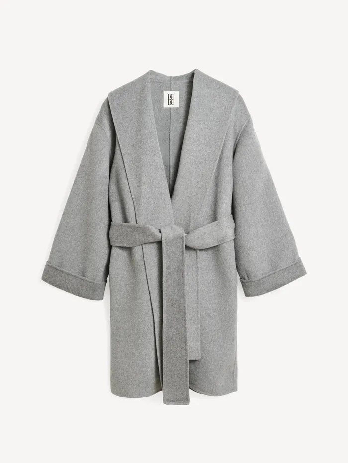 Coats and Jackets Women By Malene Birger Trullas Wool Coat Grey Melange
