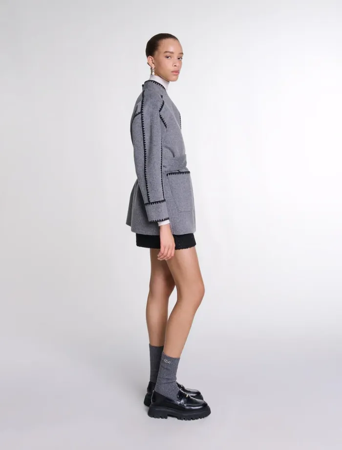 Coats Women Maje DoubleFaced Coat Greyblack