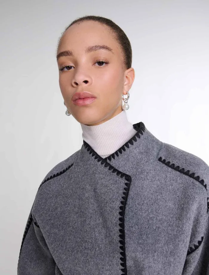 Coats Women Maje DoubleFaced Coat Greyblack