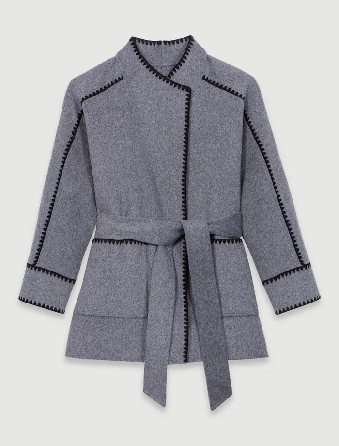 Coats Women Maje DoubleFaced Coat Greyblack