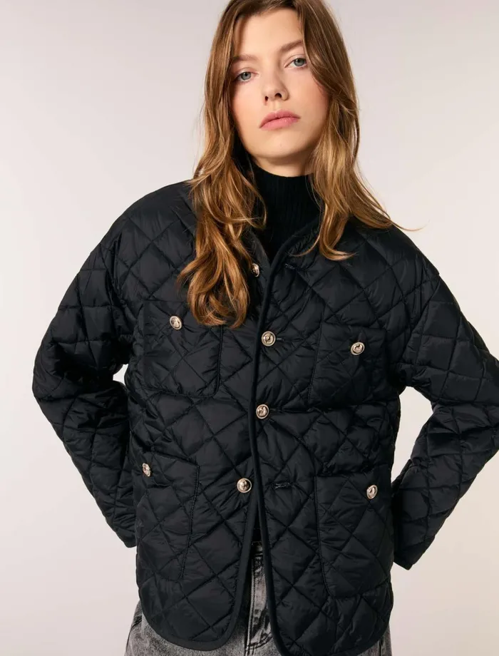 Coats Women Maje Reversible Quilted Coat Black