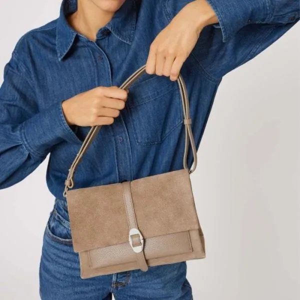 Coccinelle Dorian Suede Small Warm Taupe Women Coccinelle Shoulder Bags Coccinelle Dorian Suede Small Warm Taupe Women Coccinelle Shoulder Bags