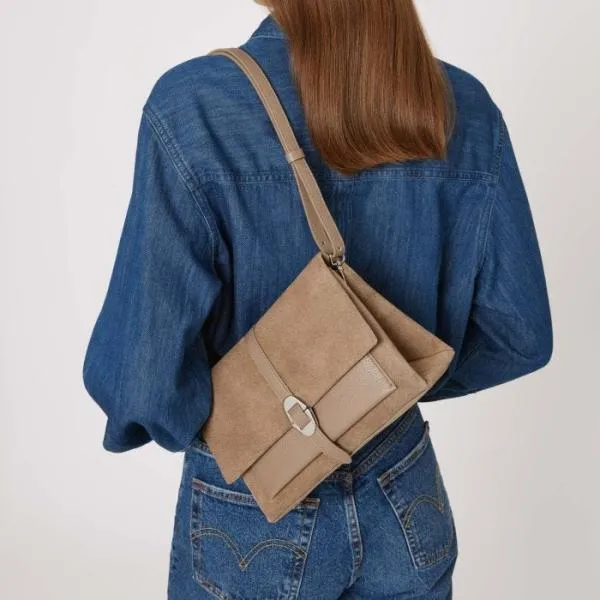 Coccinelle Dorian Suede Small Warm Taupe Women Coccinelle Shoulder Bags Coccinelle Dorian Suede Small Warm Taupe Women Coccinelle Shoulder Bags