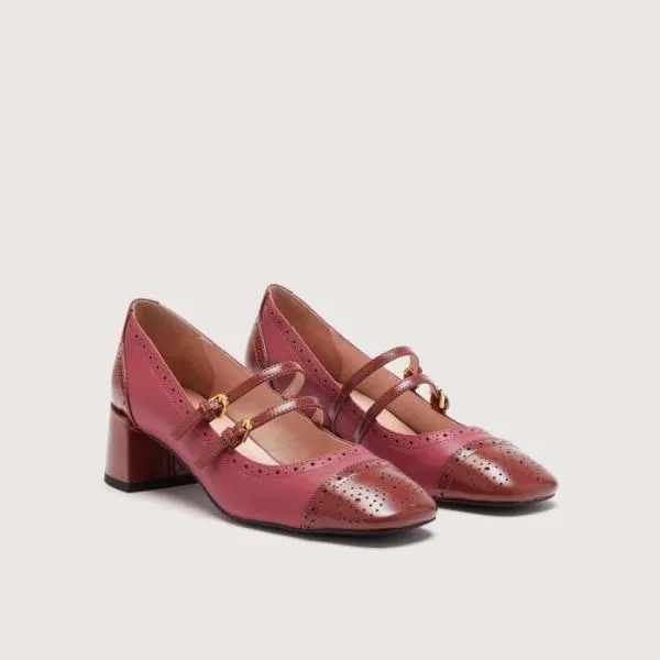 Coccinelle Magal Shiny Brogue Bicolor Brandyrosewood Women Coccinelle Pump And Slingback
