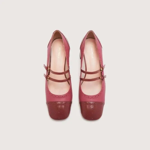 Coccinelle Magal Shiny Brogue Bicolor Brandyrosewood Women Coccinelle Pump And Slingback