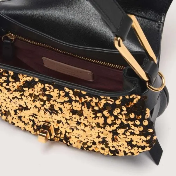 Coccinelle Magie Paillettes Mini Goldennoir Women Coccinelle Top Handle Bag