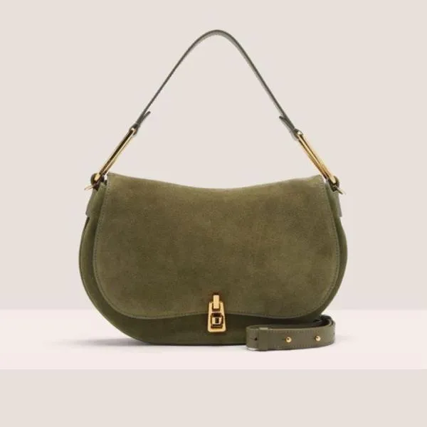 Coccinelle Magie Suede Bimaterial Medium Laurel Green Women Coccinelle Top Handle Bag