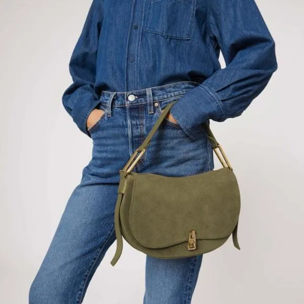 Coccinelle Magie Suede Bimaterial Medium Laurel Green Women Coccinelle Top Handle Bag