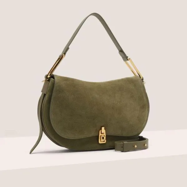 Coccinelle Magie Suede Bimaterial Medium Laurel Green Women Coccinelle Top Handle Bag